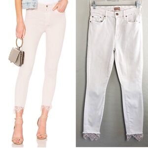 MOTHER High Waisted Looker Dagger Ankle Fray Jeans